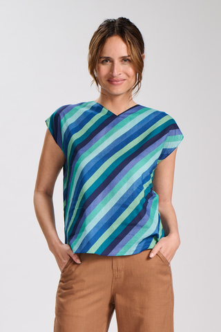 Malibu Two-Way Tee Blues in Cotton Voile