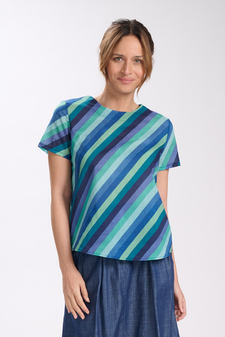 Malibu Top Blues in Cotton Voile