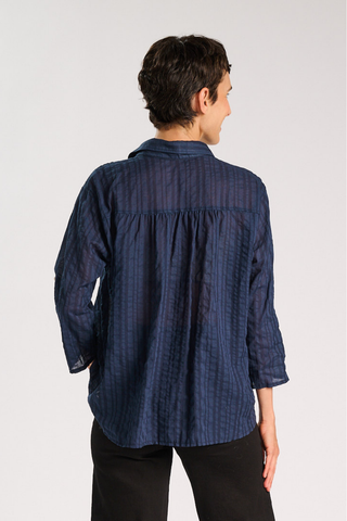 Mara Shirt Navy in Cotton/Rayon