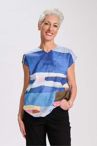 Merricks Two-Way Tee Blue in Cotton