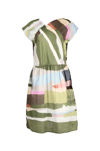 Merricks Assymetrical Dress Earth in Cotton Voile