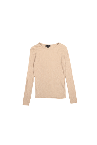 Mila Ribbed Top Beige in Jersey Cotton