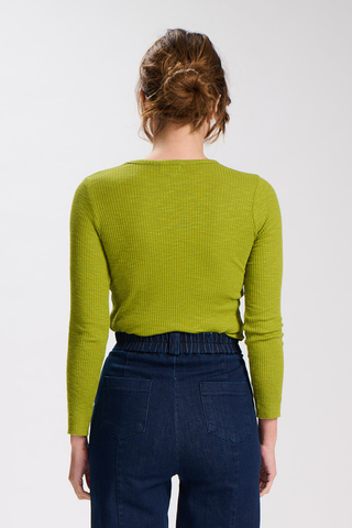 Mila Ribbed Top Pistachio Green in Jersey Cotton