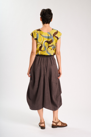 Milwaukee Fiesta Skirt Chocolate in Slub Linen