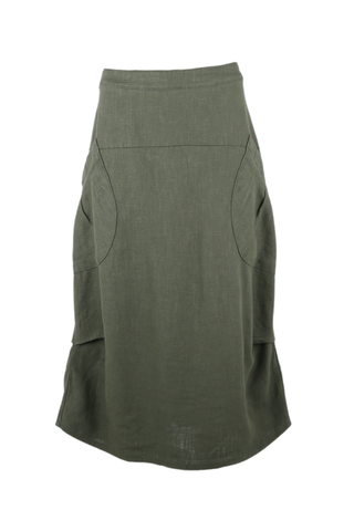Milwaukee Fiesta Skirt Khaki in Slub Linen