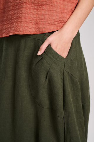 Milwaukee Fiesta Skirt Khaki in Slub Linen