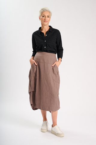 Milwaukee Fiesta Skirt Mushroom in Slub Linen