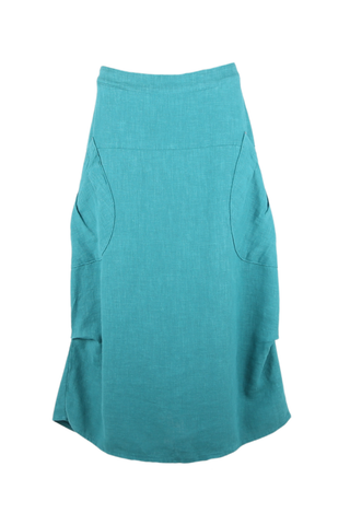 Milwaukee Fiesta Skirt Teal in Slub Linen