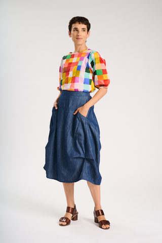 Milwaukee Sedona Skirt Dark Wash in Lightweight Cotton Denim