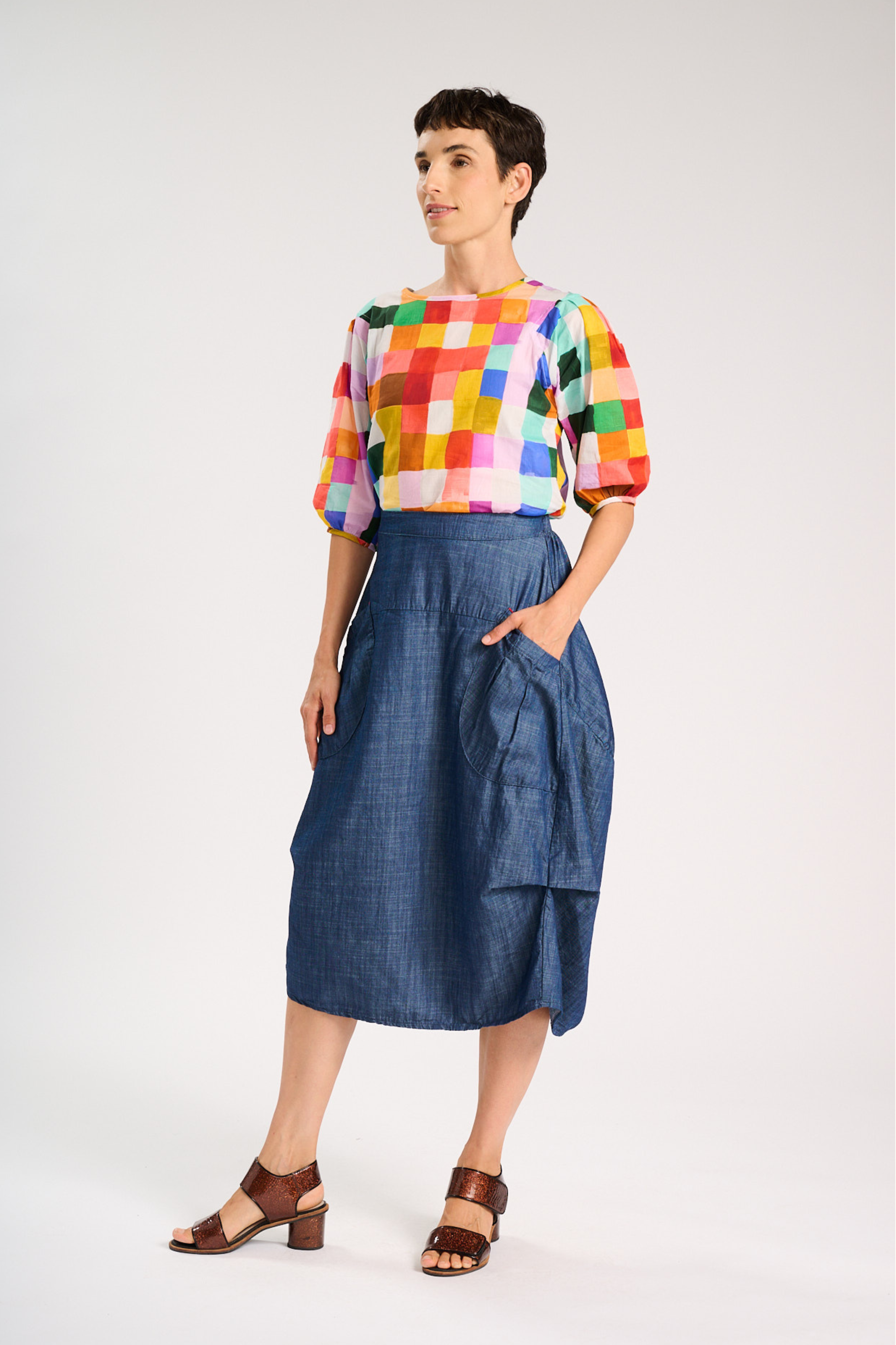 Milwaukee Sedona Skirt Dark Wash in Lightweight Cotton Denim