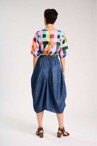 Milwaukee Sedona Skirt Dark Wash in Lightweight Cotton Denim