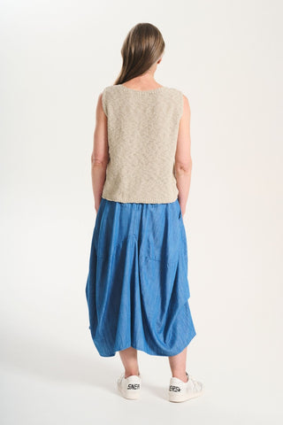Milwaukee Sedona Skirt Mid Wash in Lightweight Cotton Denim