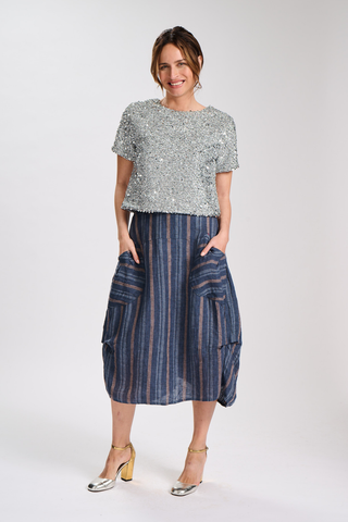 Milwaukee Sia Skirt Blue in Linen
