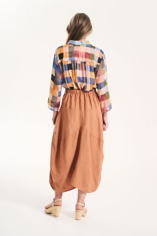 Milwaukee Solenne Skirt Caramel in Linen/Tencel