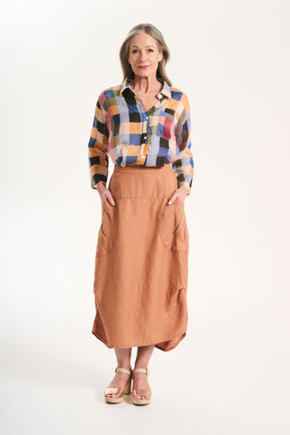 Milwaukee Solenne Skirt Caramel in Linen/Tencel
