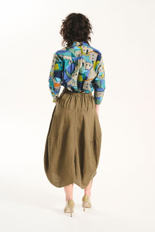 Milwaukee Solenne Skirt Khaki in Linen/Tencel