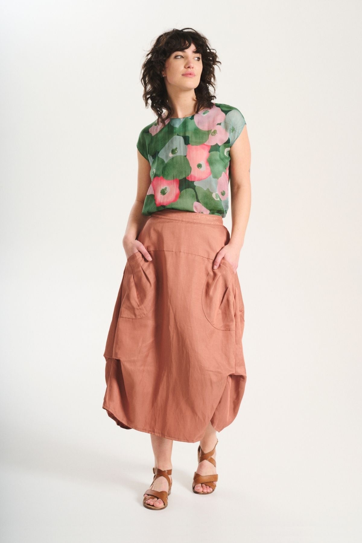 Milwaukee Sway Skirt Musk in Viscose/Linen