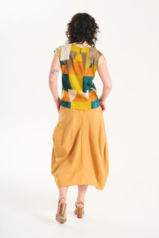 Milwaukee Weir Skirt Mustard in Linen/Cotton