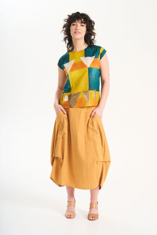 Milwaukee Weir Skirt Mustard in Linen/Cotton