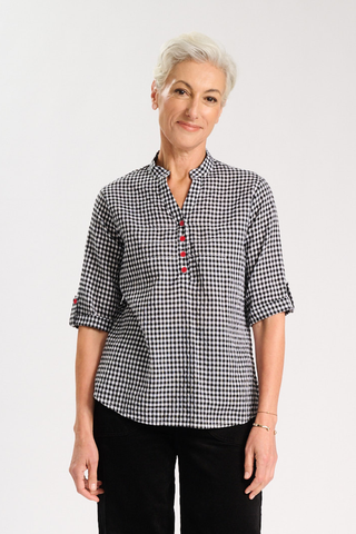 Mono Lucie Shirt Black and White in Cotton/Rayon