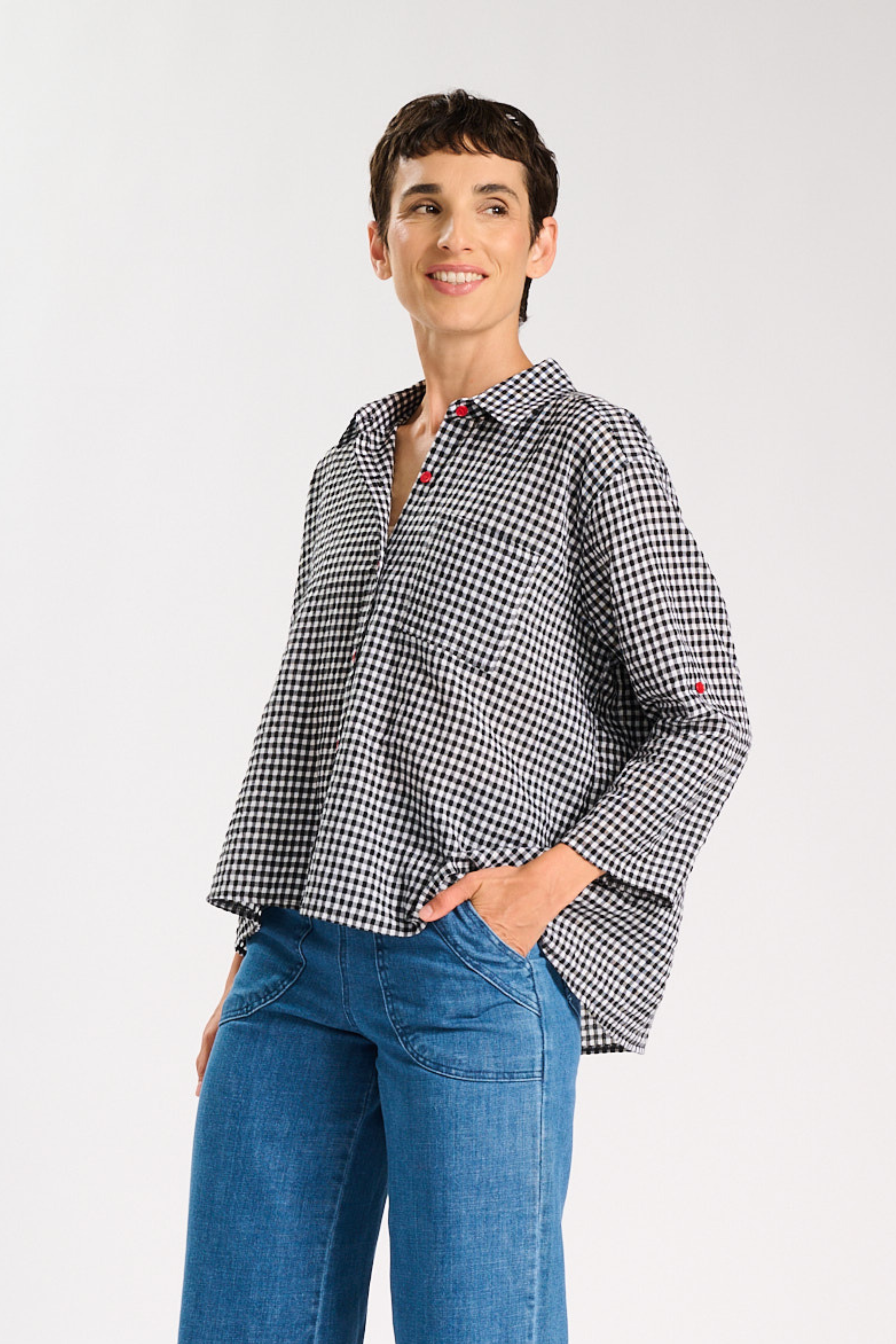 Mono Shirt Black & White in Cotton/Rayon | Pre Order (XXS, M, L, XL )