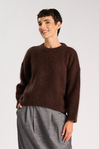 Montreal Knit Sweater Brown in Angora