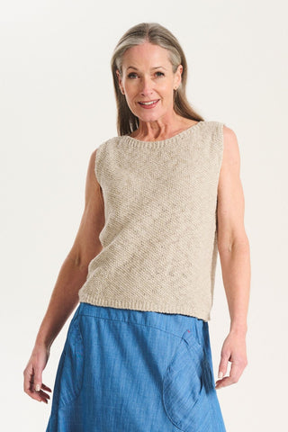 Muse Knitted Vest Oat in Cotton