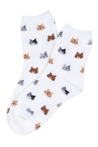 Kitchen Cats Cotton Socks White