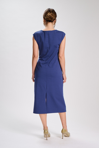 Willow Tie Dress Blue in Cotton Jersey