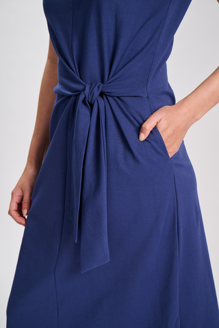 Willow Tie Dress Blue in Cotton Jersey