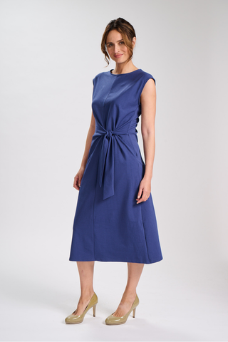 Willow Tie Dress Blue in Cotton Jersey