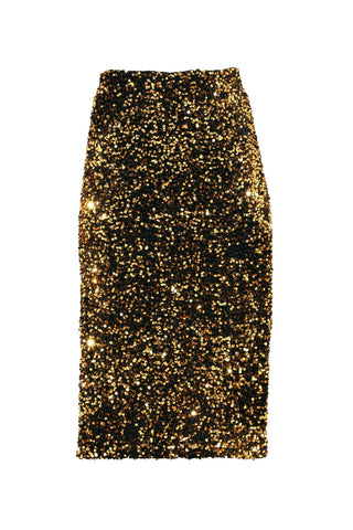 Nova Skirt Gold in Sequinned Velvet