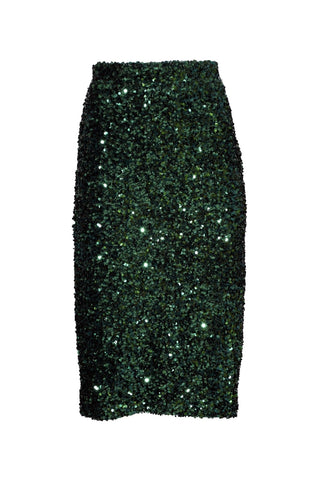 Nova Skirt Green in Sequinned Velvet