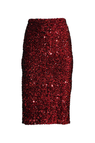 Nova Skirt Dark Red in Sequinned Velvet