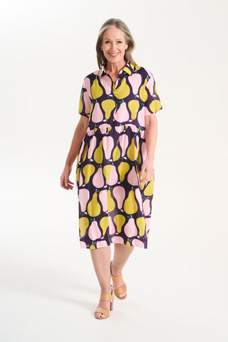 Pears Long Villa Dress Pink in Seersucker