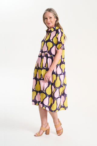 Pears Long Villa Dress Pink in Seersucker