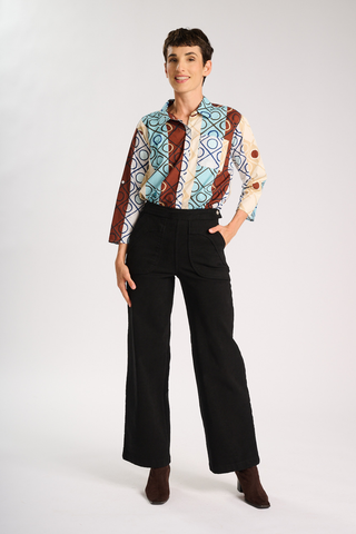 Peggy Amber Long Pants Black in Cotton/Rayon
