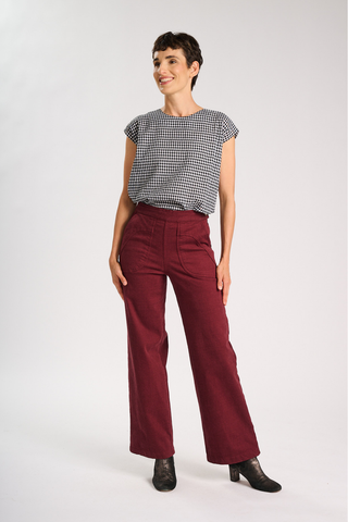 Peggy Amber Long Pants Claret in Cotton/Rayon