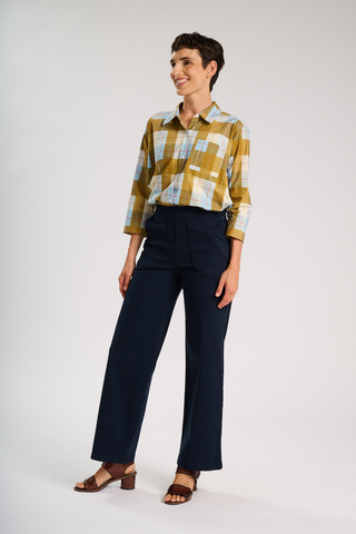 Peggy Amber Long Pants Navy in Cotton/Rayon
