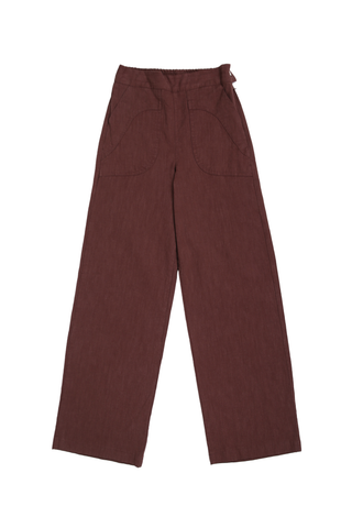 Peggy Lino Long Pants Brown in Linen