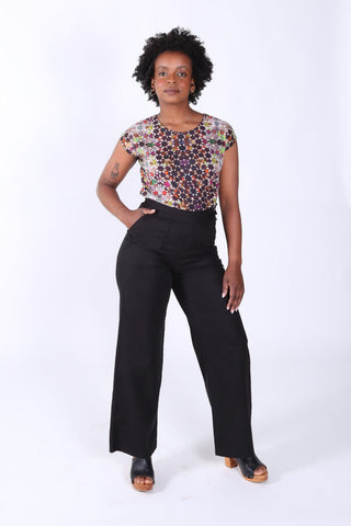 Peggy Lino Long Pants Black in Linen