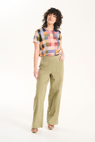Peggy Lino Long Pants Khaki in Linen