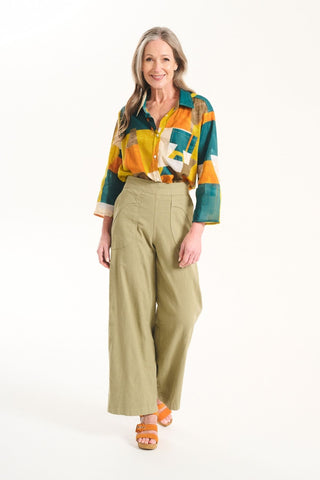Peggy Lino Pants Khaki in Linen