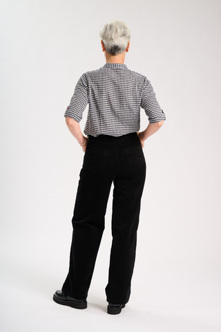 Peggy Sue Long Pants Black in Velvet Corduroy