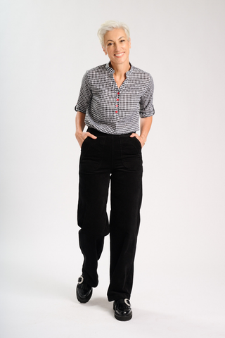 Peggy Sue Long Pants Black in Velvet Corduroy