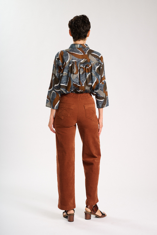 Peggy Sue Long Pants Caramel in Velvet Corduroy