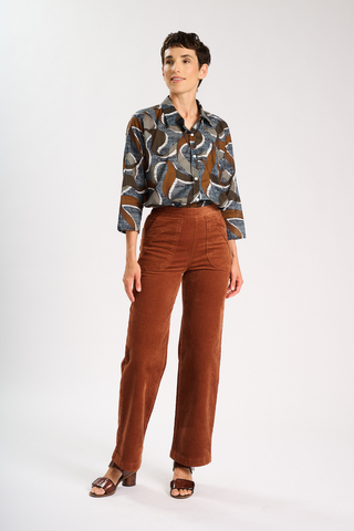 Peggy Sue Long Pants Caramel in Velvet Corduroy