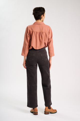 Peggy Sue Long Pants Charcoal in Velvet Corduroy