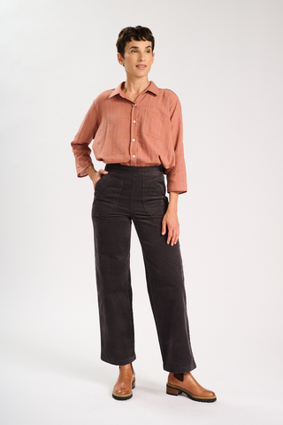 Peggy Sue Long Pants Charcoal in Velvet Corduroy