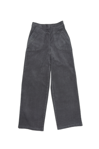 Peggy Sue Long Pants Charcoal in Velvet Corduroy